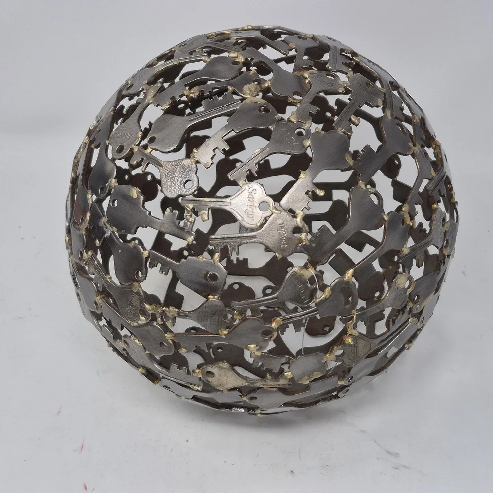 Metal Key Sphere Sculpture - Picture 3 of 4